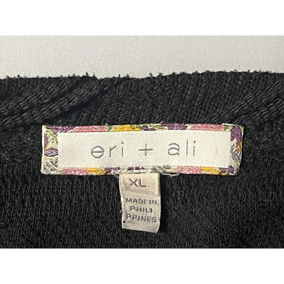 Anthropologie Eri + Ali Sweater Womens XL Black Lace Balloon Sleeve Knit - Picture 6 of 13